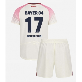 Billige Fotballdrakt Bayer Leverkusen Eliesse Ben Seghir #17 Replika Bortedraktsett Barn 2025-26 Kortermet (med bukser)
